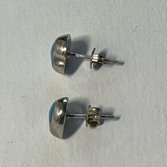 Silver plated heart earrings with turquoise - Picture 3 of 5